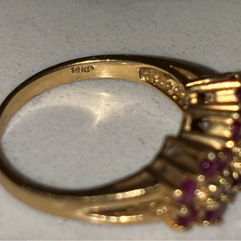 14k Gold Rubies & Diamond Ring - Picture 8 of 13